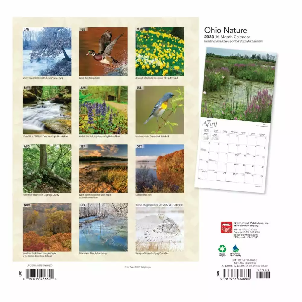 Brown Trout Ohio Nature 2023 Square Calendar - Calendars 4 Brown Trout Ohio Nature 2023 Square Calendar - Calendars - Image 2