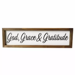 Backyard Expressions "God, Grace, and Gratitude" 32" x 9" Wooden Frame Sign - 910499 - Wall Decor