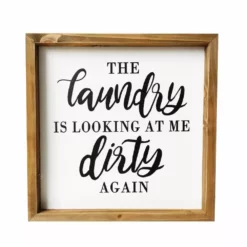 Backyard Expressions "Dirty Laundry" 12" x 12" Wooden Frame Sign - 910492 - Wall Decor
