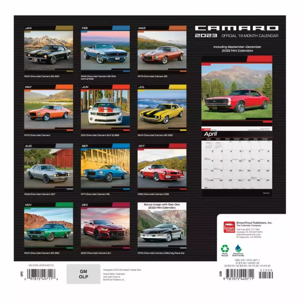 Brown Trout Camaro 2023 Square Calendar - Calendars 4 Brown Trout Camaro 2023 Square Calendar - Calendars - Image 2