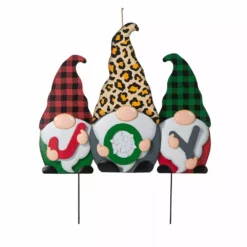 Glitzhome 28" Metal Gnome Yard Stake - JKC02321 - Porch Seasonal Decor