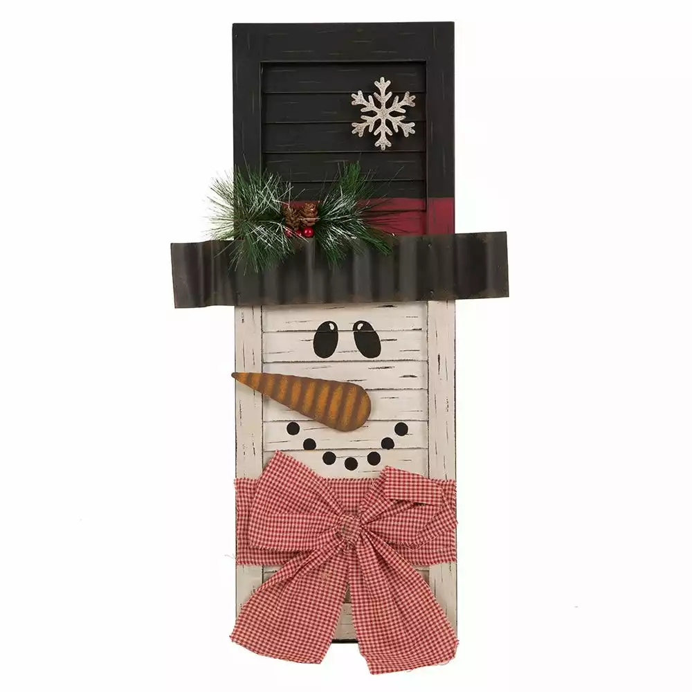 Glitzhome Wooden Snowman Shutter Wall Décor - 1103003464 - Wall Decor 3 Glitzhome Wooden Snowman Shutter Wall Décor - 1103003464 - Wall Decor