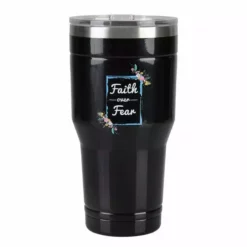 Lincoln Outfitters "Faith Over Fear" 30 oz. Religious Tumbler, Black - 89-631-0204 - Tumblers