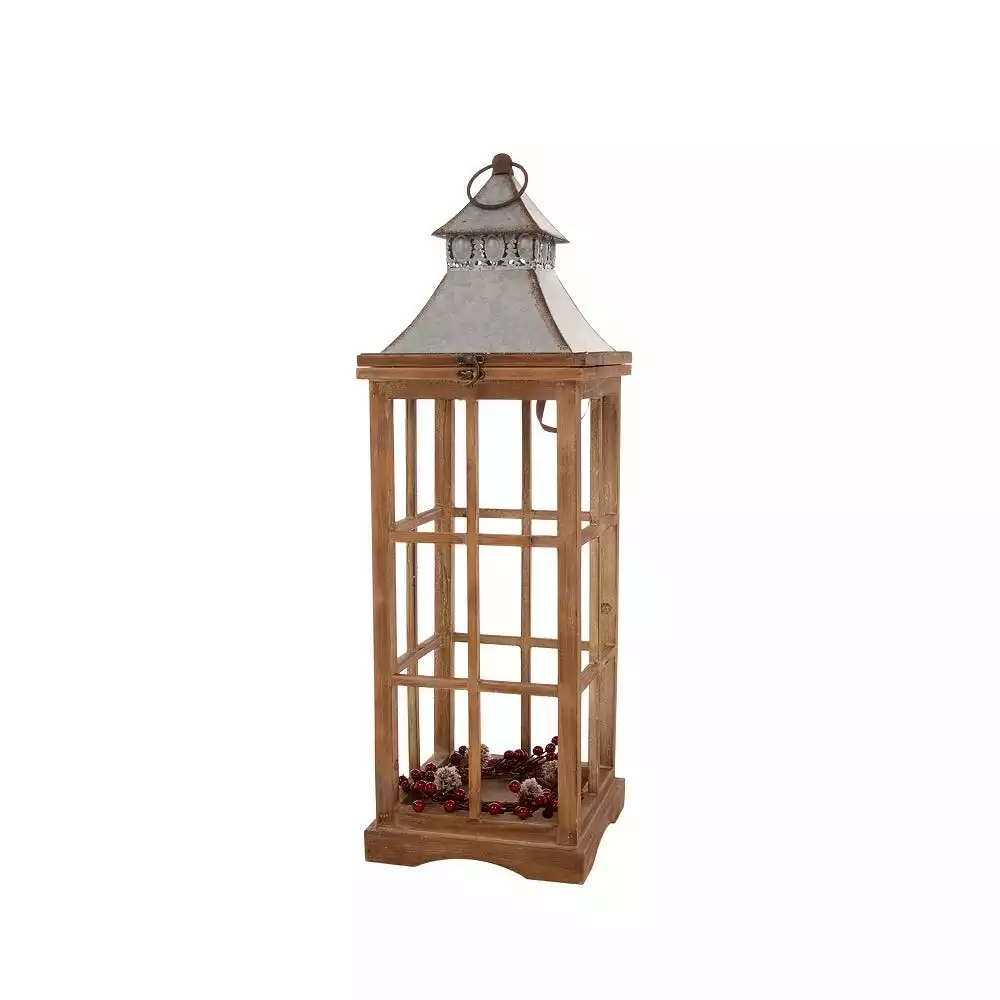 Glitzhome Farmhouse Wood Metal Lantern Set - 1107203555 - Novelty Lighting 5 Glitzhome Farmhouse Wood Metal Lantern Set - 1107203555 - Novelty Lighting - Image 3