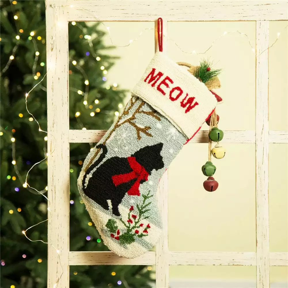 Glitzhome Hooked Cat Stocking - 1113001340 - Christmas Stockings 8 Glitzhome Hooked Cat Stocking - 1113001340 - Christmas Stockings - Image 6