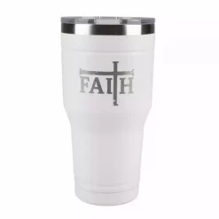 Lincoln Outfitters "Faith" 30 oz. Religious Tumbler, White - 89-646-0204 - Tumblers