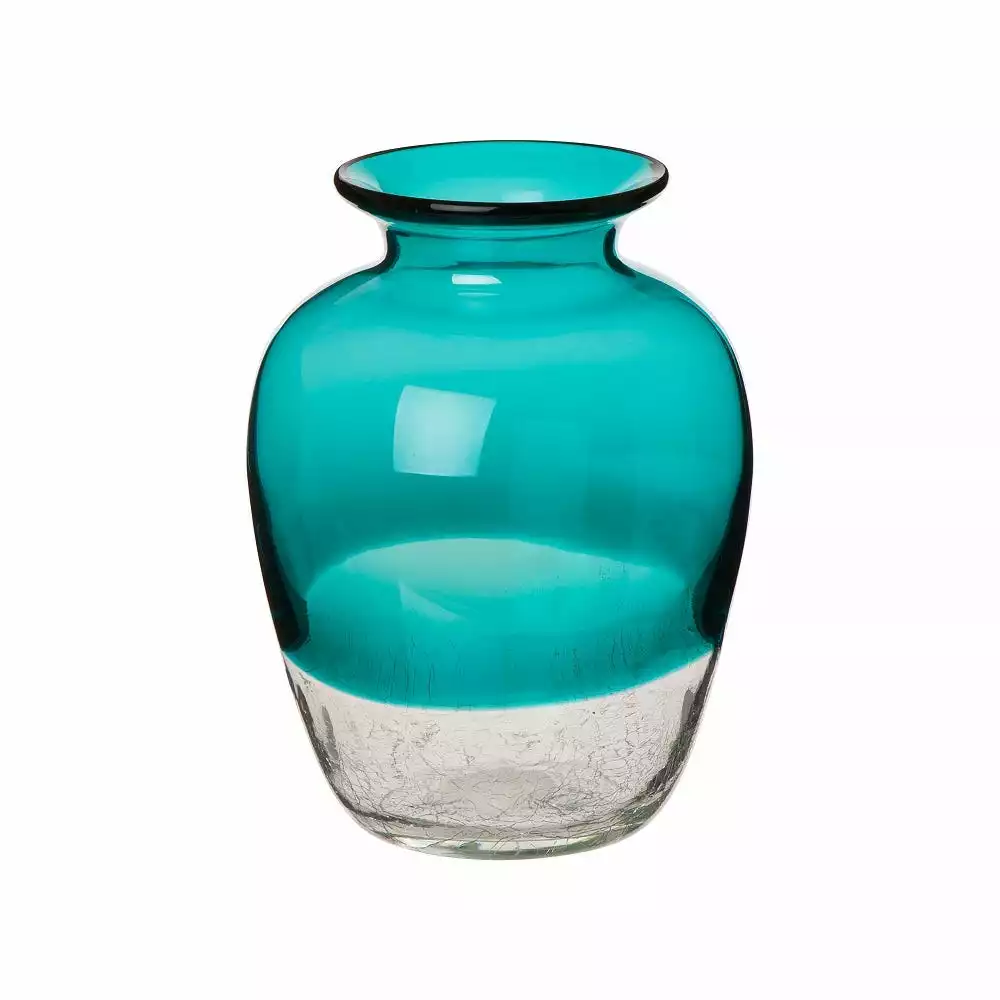 Glitzhome 9.06 Inch Two Tone Glass Vase Blue - 1511001461 - Vases 3 Glitzhome 9.06 Inch Two Tone Glass Vase Blue - 1511001461 - Vases