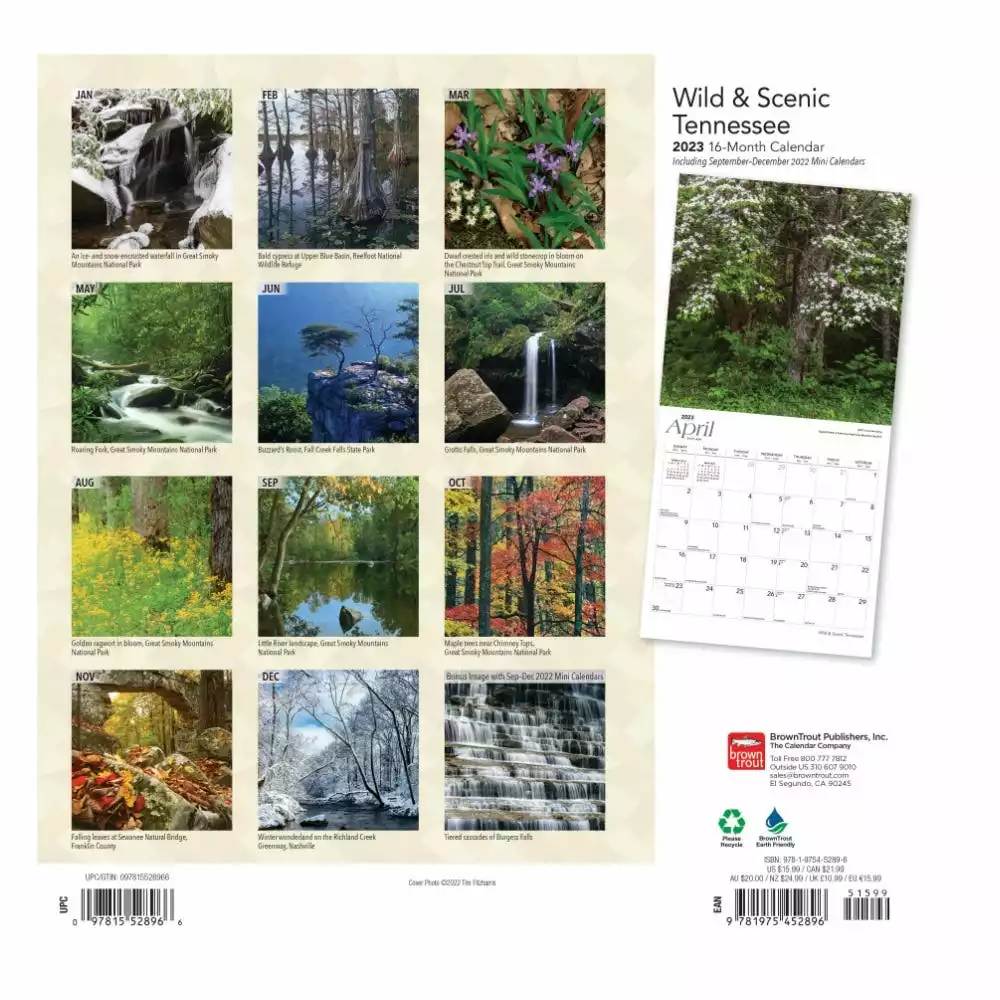 Brown Trout Tennessee Wild & Scenic 2023 Square Calendar - Calendars 4 Brown Trout Tennessee Wild & Scenic 2023 Square Calendar - Calendars - Image 2