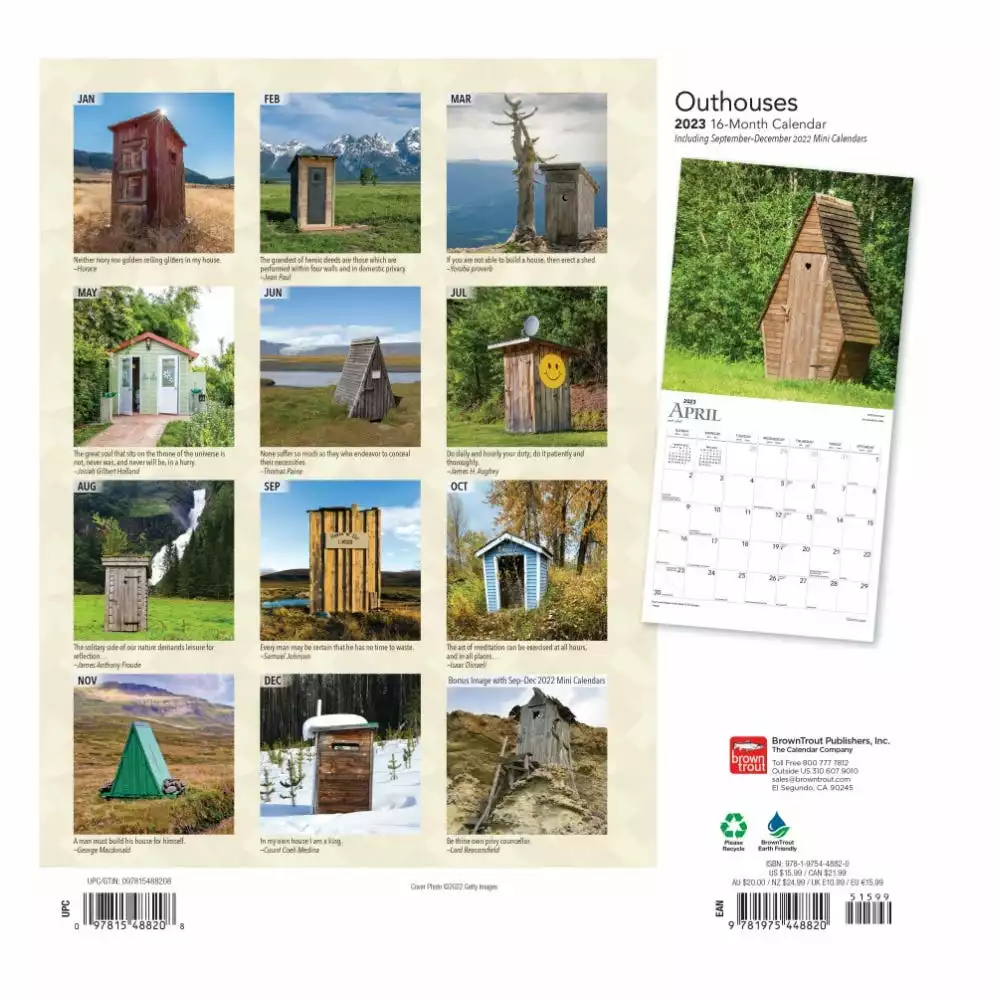 Brown Trout Outhouses 2023 Square Calendar - Calendars 4 Brown Trout Outhouses 2023 Square Calendar - Calendars - Image 2