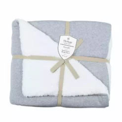 Sutton Heritage By Oliver Home Jersey Knit Reversible to Sherpa Throw Blanket - MAN-JRSH-GRY - Blankets & Bedspreads