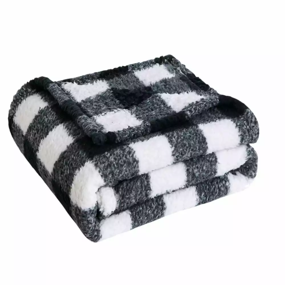 Lincoln Outfitters Black White Buffalo Check Sherpa 50 x 60 Throw - RK-SHERP-CLBF - Blankets & Bedspreads 5 Lincoln Outfitters Black White Buffalo Check Sherpa 50 x 60 Throw - RK-SHERP-CLBF - Blankets & Bedspreads - Image 3