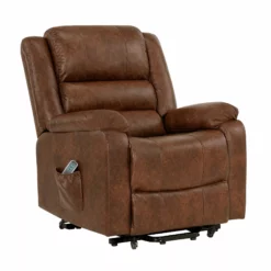 Lane Buxton Faux Leather Power Lift Recliner Chair, Cognac - 40029-15-05 - Living Room Furniture