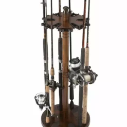 Rush Creek Creations 24 Fishing Rod Round Wood Storage Rack Dark Stain 383002 - Storage Furniture -Hearth & Home Store 2 7 351