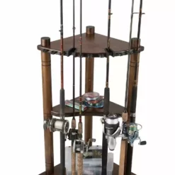Rush Creek Creations 13 Fishing Rod Wood Corner Rack Dark Stain 383004 - Storage Furniture -Hearth & Home Store 2 7 353