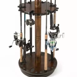 Rush Creek Creations 30 Fishing Rod Spinning Wood Rack Dark Stain 383006 - Storage Furniture -Hearth & Home Store 2 7 355