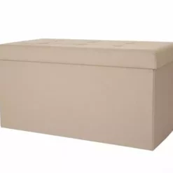 Glitzhome Cream Storage Ottoman 1504003782 - Living Room Furniture