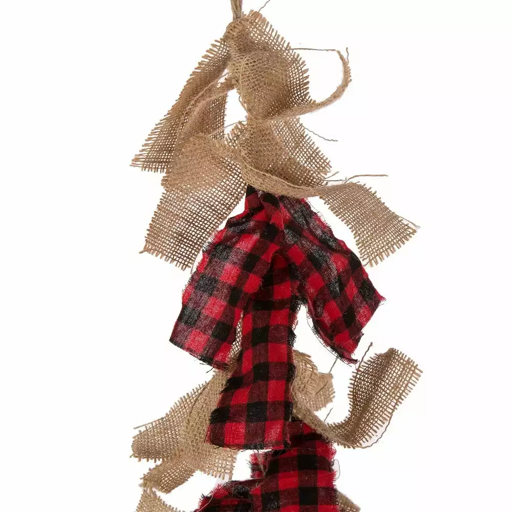 Glitzhome Red and Black Plaid Fabric Linen Garland - 1117203326 - Holiday Garland 5 Glitzhome Red and Black Plaid Fabric Linen Garland - 1117203326 - Holiday Garland - Image 3