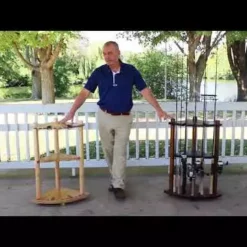 Rush Creek Creations 13 Fishing Rod Wood Corner Rack Dark Stain 383004 - Storage Furniture