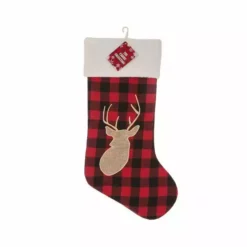 Various Brands Plaid Fabric Reindeer Stocking JK47320RK - Décor