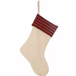 Various Brands Ivory Knitting Stocking JK47030RK - Décor