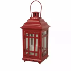Various Brands Red Metal LED Lantern JK38523 - Décor