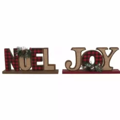 Various Brands Assorted Plaid Noel and Joy Table Sign JK35603RK - Décor -Hearth & Home Store 323971836 323971836 image 323971836