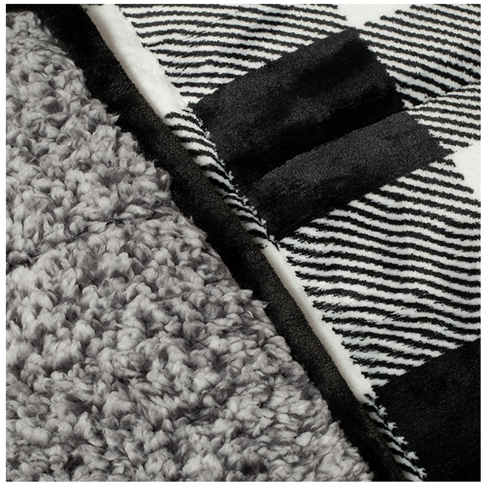 Pur Serenity 15 lb. Machine Washable Velvet Reversibe to Sherpa Black and White Buffalo Check 48 x 72 Weighted Blanket - RK-VELSH-15 - Blankets & Bedspreads 5 Pur Serenity 15 lb. Machine Washable Velvet Reversibe to Sherpa Black and White Buffalo Check 48 x 72 Weighted Blanket - RK-VELSH-15 - Blankets & Bedspreads - Image 3