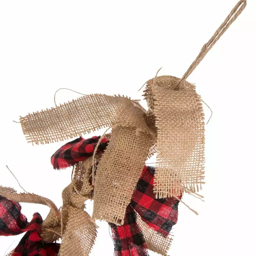 Glitzhome Red and Black Plaid Fabric Linen Garland - 1117203326 - Holiday Garland 4 Glitzhome Red and Black Plaid Fabric Linen Garland - 1117203326 - Holiday Garland - Image 2