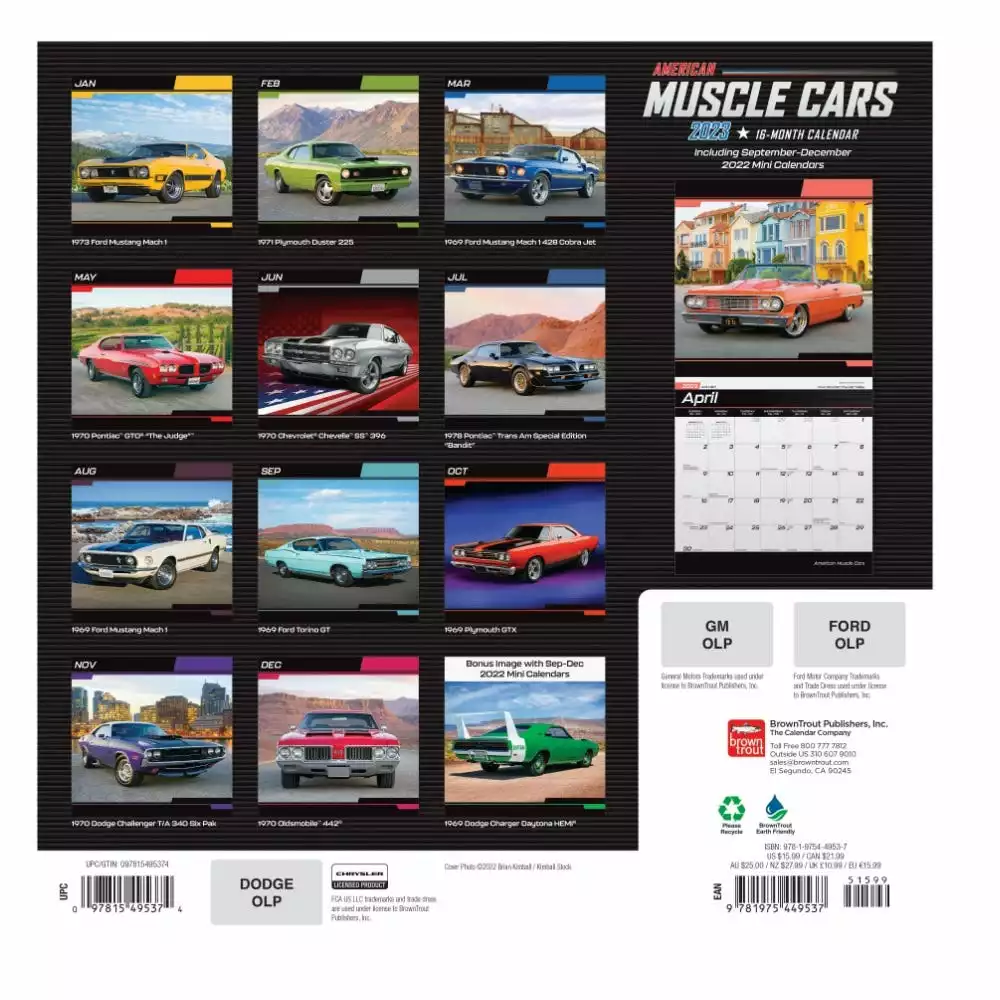 Brown Trout American Muscle Cars 2023 Square Foil Calendar - Calendars 4 Brown Trout American Muscle Cars 2023 Square Foil Calendar - Calendars - Image 2