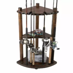 Rush Creek Creations 13 Fishing Rod Wood Corner Rack Dark Stain 383004 - Storage Furniture -Hearth & Home Store 3 8 40