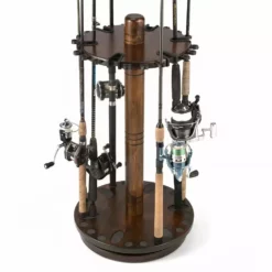 Rush Creek Creations 30 Fishing Rod Spinning Wood Rack Dark Stain 383006 - Storage Furniture -Hearth & Home Store 3 8 42