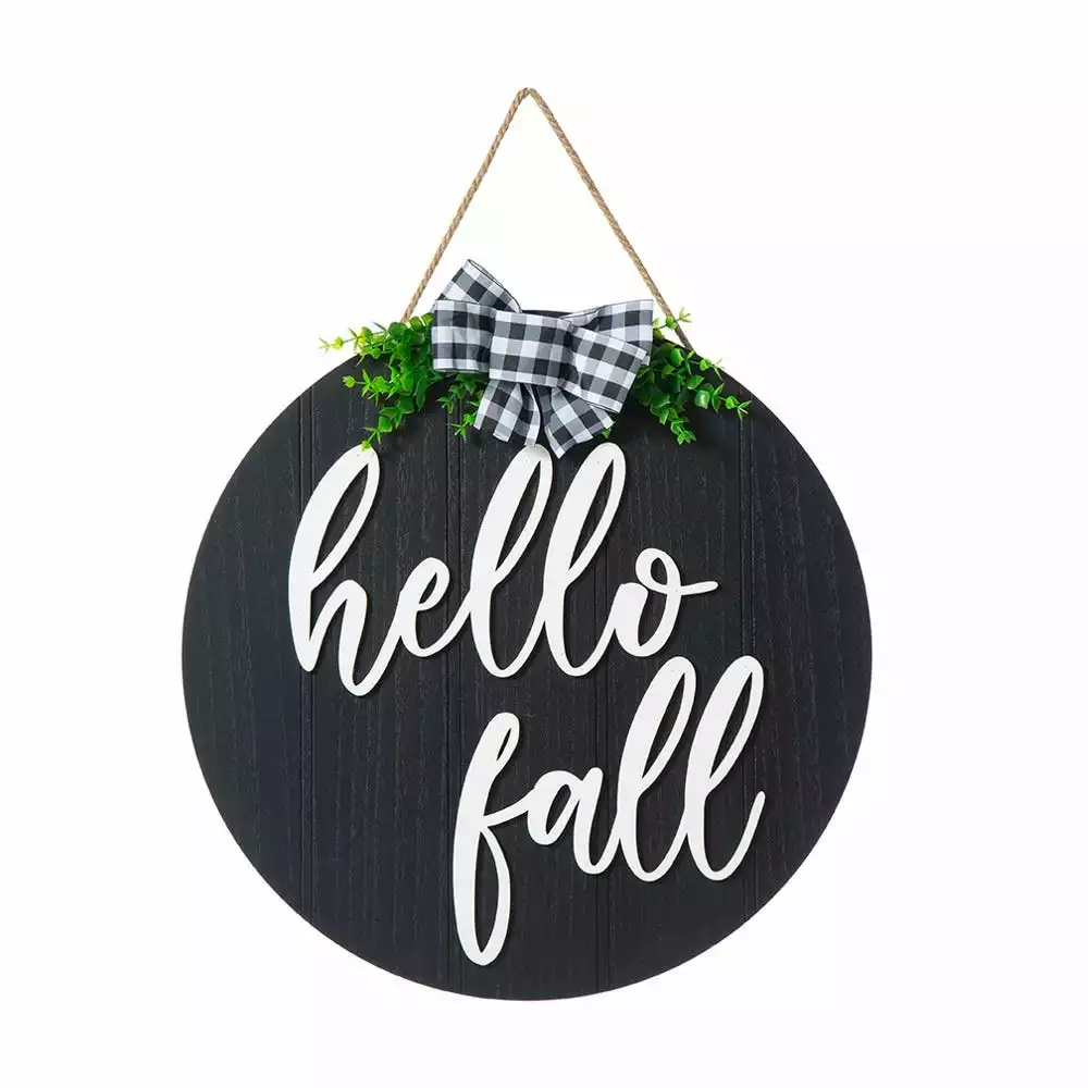 Glitzhome 20" Black Hello Fall Greenery Hanger - JKC02306 - Porch Seasonal Decor 3 Glitzhome 20" Black Hello Fall Greenery Hanger - JKC02306 - Porch Seasonal Decor
