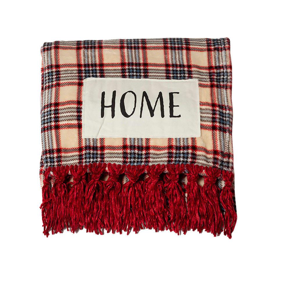 URBAN DEER Home Patch Plaid velvet 50 x 60 throw with Fringe - RK-VELFR-PLD - Blankets & Bedspreads 4 URBAN DEER Home Patch Plaid velvet 50 x 60 throw with Fringe - RK-VELFR-PLD - Blankets & Bedspreads - Image 2
