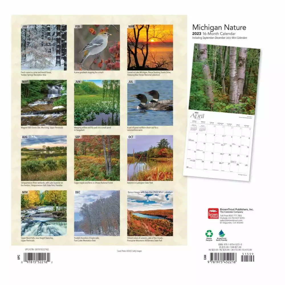 Brown Trout Michigan Nature 2023 Square Foil Calendar - Calendars 4 Brown Trout Michigan Nature 2023 Square Foil Calendar - Calendars - Image 2