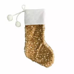 Four Seasons 20" Deer Look Faux Fur Christmas Stocking with Pom Poms - 21XZ-111802S - Christmas Decor