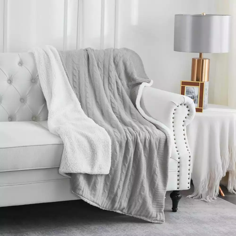 Lavina Home Cozy Cable Knit Reversible Throw Blanket - RK-CABSH-TH - Blankets & Bedspreads 12 Lavina Home Cozy Cable Knit Reversible Throw Blanket - RK-CABSH-TH - Blankets & Bedspreads - Image 10