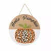 Glitzhome 20" Leopard Hello Pumpkin Hanger - JKC02307 - Porch Seasonal Decor