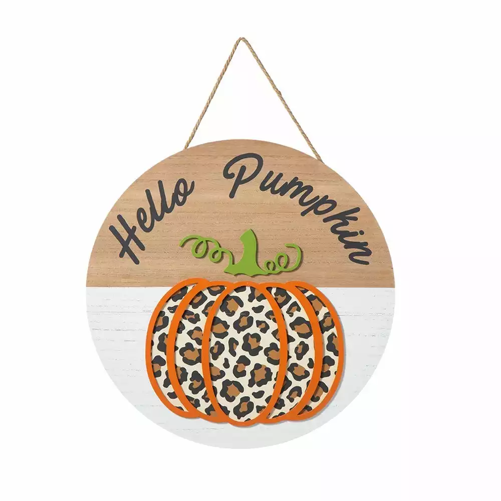 Glitzhome 20" Leopard Hello Pumpkin Hanger - JKC02307 - Porch Seasonal Decor 3 Glitzhome 20" Leopard Hello Pumpkin Hanger - JKC02307 - Porch Seasonal Decor