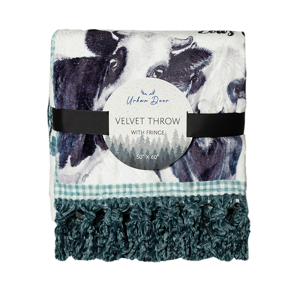 URBAN DEER Silly Farm velvet 50 x 60 throw with Fringe - RK-VELFR-SILY - Blankets & Bedspreads 3 URBAN DEER Silly Farm velvet 50 x 60 throw with Fringe - RK-VELFR-SILY - Blankets & Bedspreads