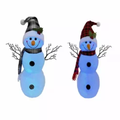 Four Seasons 24" Battery Operated Tabletop Snowman, Color Changing LED lights with timer, Assorted Styles - JS19-101524A4 - Christmas Decor