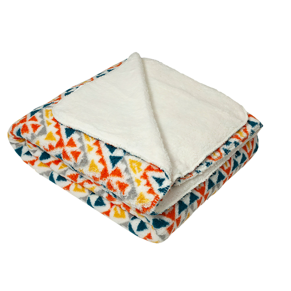Lavina Home Aztec Printed Sherpa Reversible to Sherpa 90 x 90 Blanket - RK-SHERP-HAZT - Blankets & Bedspreads 4 Lavina Home Aztec Printed Sherpa Reversible to Sherpa 90 x 90 Blanket - RK-SHERP-HAZT - Blankets & Bedspreads - Image 2