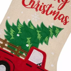 Glitzhome Embroidered Linen Christmas Red Truck Stocking - 1113203054 - Christmas Stockings -Hearth & Home Store 4dd2b0082403bf919dea0cb9c89c1c1debaac821 93430043 3