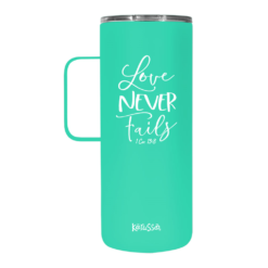 Kerusso Dual Wall Stainless Steel Love Never Fails Mug with Handle, 22 oz. - MUGS229 - Tumblers
