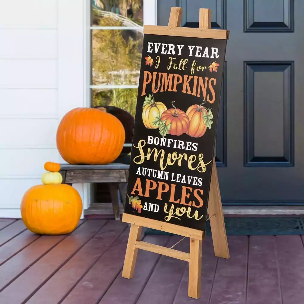 Glitzhome 13" x 32" Duble Sided Wooden Easel Porch Sign, with 2 Changable Sided Sign Board(Fall & Christmas) - 2010100005 - Christmas Decor 13 Glitzhome 13" x 32" Duble Sided Wooden Easel Porch Sign, with 2 Changable Sided Sign Board(Fall & Christmas) - 2010100005 - Christmas Decor - Image 11