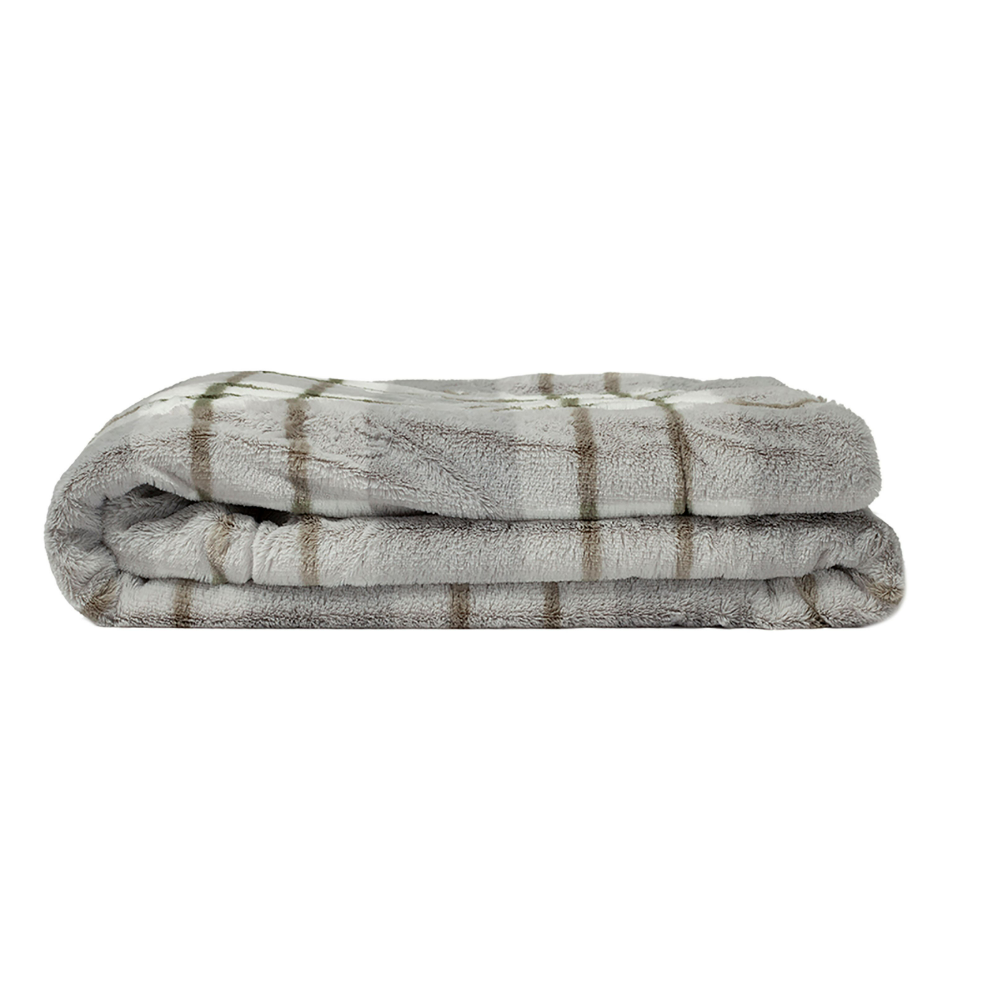 URBAN DEER Grey & White Plaid Printed Fur Reversible to White Sherpa 50 x 60 Throw - RK-FURSH-TPLD - Blankets & Bedspreads 4 URBAN DEER Grey & White Plaid Printed Fur Reversible to White Sherpa 50 x 60 Throw - RK-FURSH-TPLD - Blankets & Bedspreads - Image 2