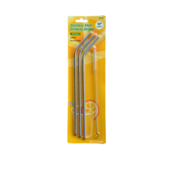 Various Brands Stainless Steel Drinking Straws with Cleaning Brush 32 oz 3 Pack BS30B - Cookware & Tools