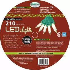 J. Hofert Company 210 Count Led Italian Warm White Colored Lights On A Spool -2356-32 - Christmas Decor