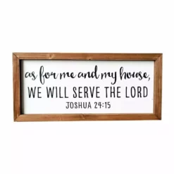 Backyard Expressions "We Will Serve the Lord" 24" x 11" Wooden Frame Sign - 910497 - Wall Decor