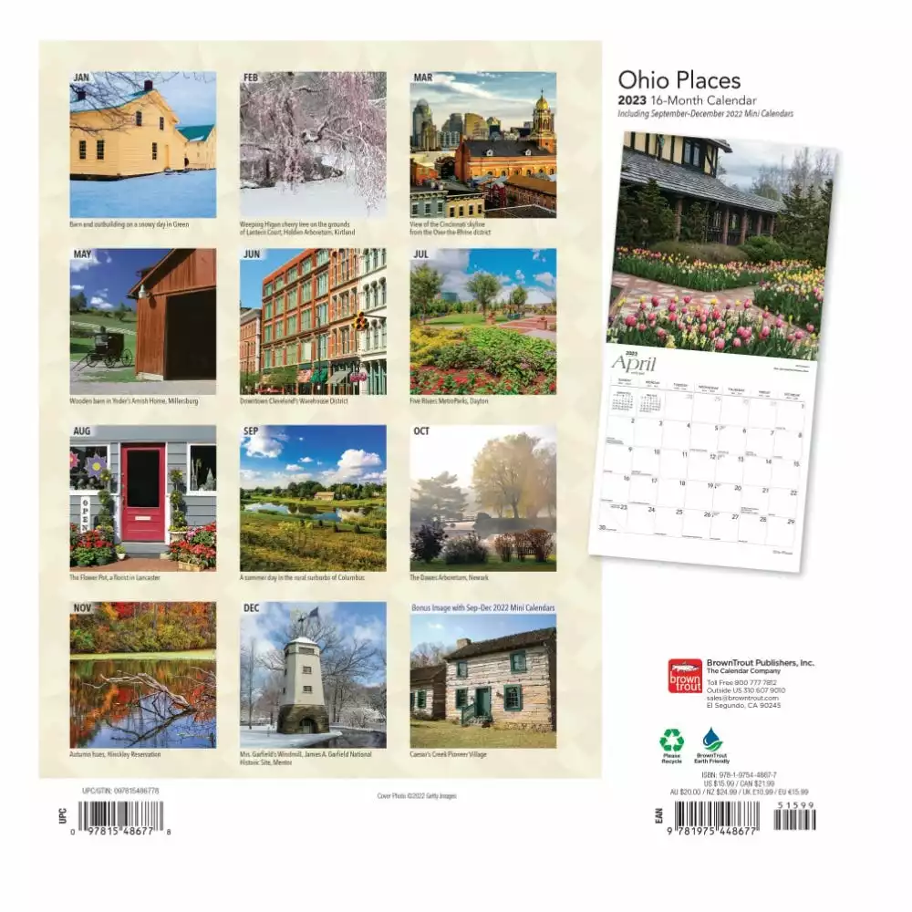 Brown Trout Ohio Places 2023 Square Calendar - Calendars 4 Brown Trout Ohio Places 2023 Square Calendar - Calendars - Image 2