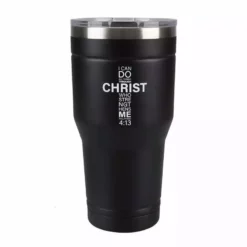 Lincoln Outfitters "All Things Through Christ" 30 oz. Religious Tumbler, Black - 89-633-0204 - Tumblers